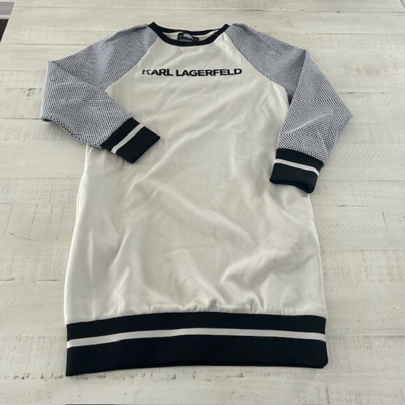 Karl Lagerfeld  Girls Mesh Sleeve Sweater Dress - Picture 2 of 4